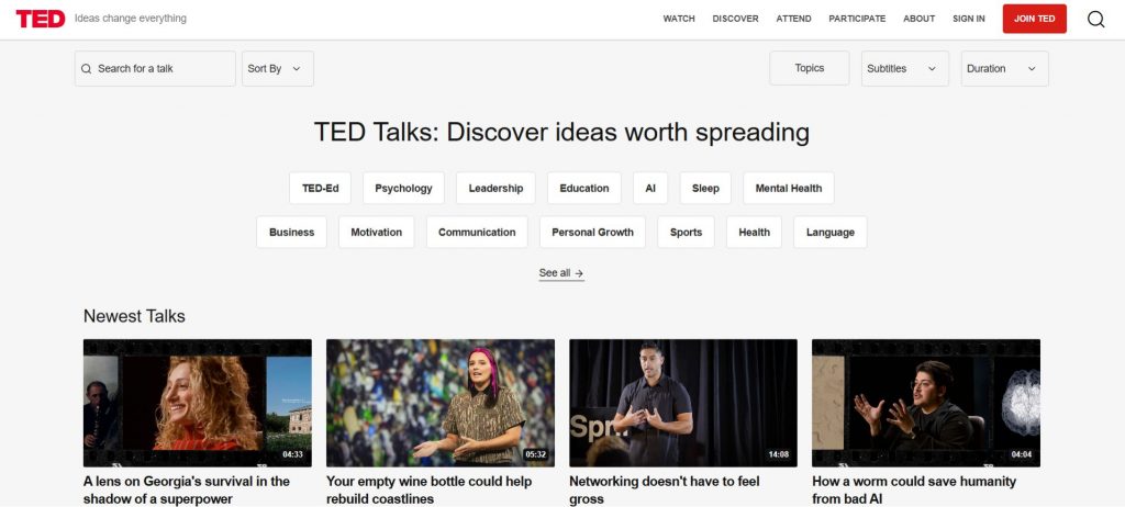 Ted Talk Online Learning