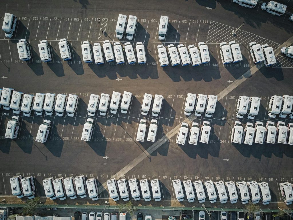 identical vehicles in parking area