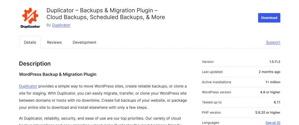 best wordpress backup plugin